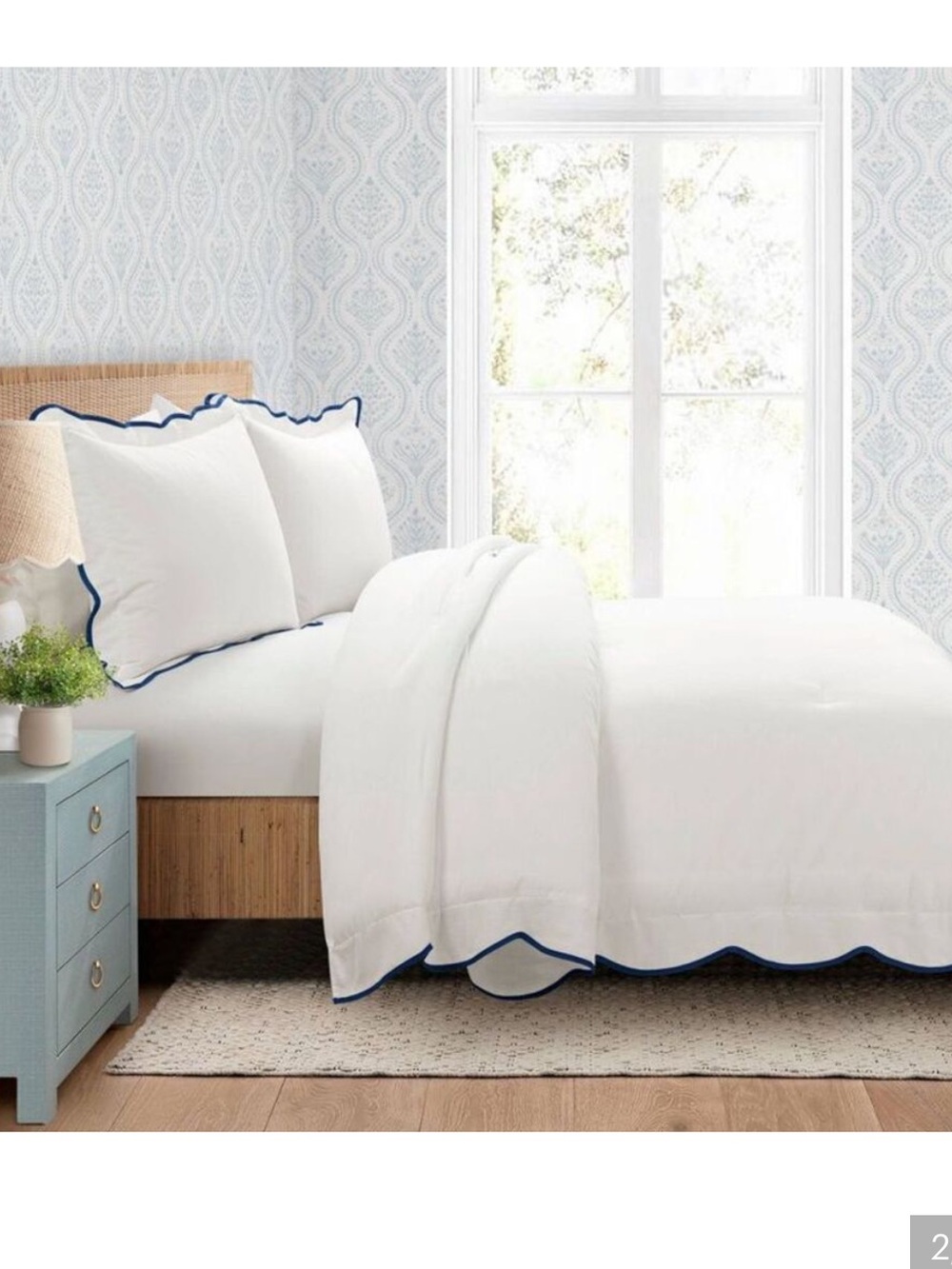 ❗️Lush Decor Coastal Chic Scalloped Edge Comforter Set with Navy NWT $162